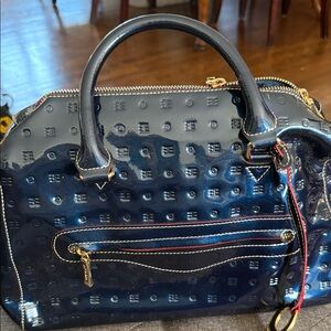 Arcadia Dark Blue Embossed Satchel